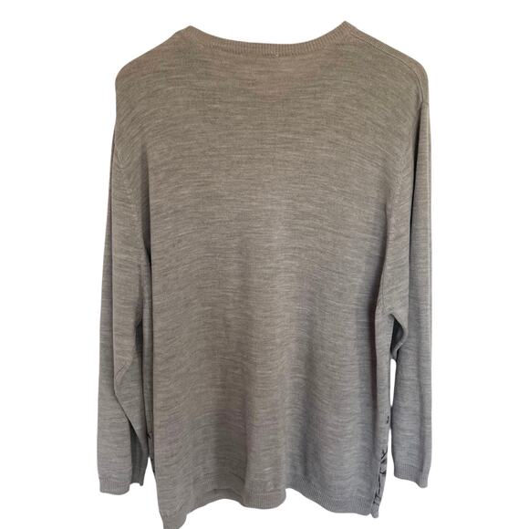 Kathie Lee Ramie Wool Blend Gray Floral Print Cardigan Button Front Size 26/28W - Picture 4 of 7